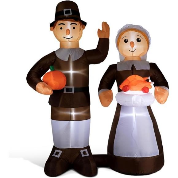 7.5 Feet Thanksgiving Pilgrim Inflatables Outdoor Decor  LED Blow up Lighted - Picture 1 of 6
